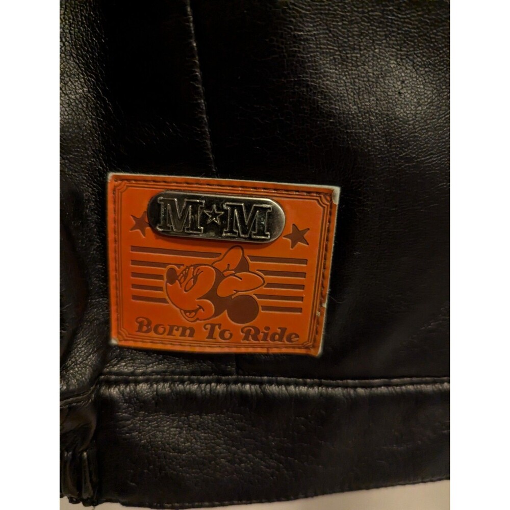 Disney Minnie Mouse Black Biker Jacket "Born to Ride" Faux Leather Kids Size 4T - Picture 11 of 16